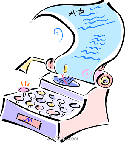 Typewriter Royalty Free Vector Clip Art Illustration - Typewriter (419x480)