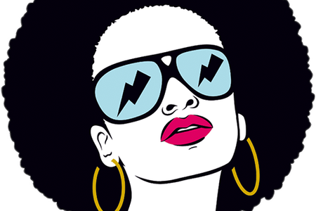 Png Freeuse Stock Black Girl With Glasses - Vector Afro (450x300)