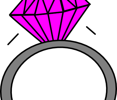 Wedding Dress Clipart Pink Ring - Clipart Engagement Ring Png (384x330)