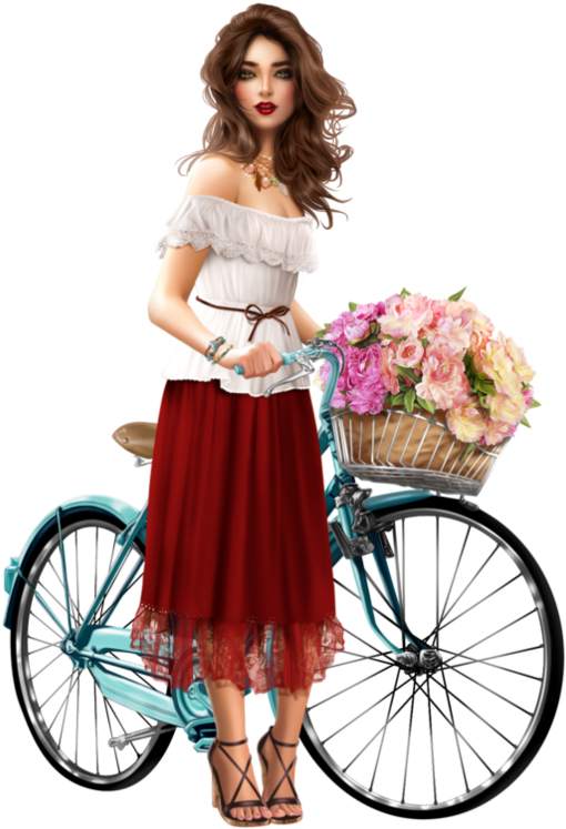 Bicyclette 3d Girl, Illustration Girl, Girl Illustrations, - Illustration (600x796)