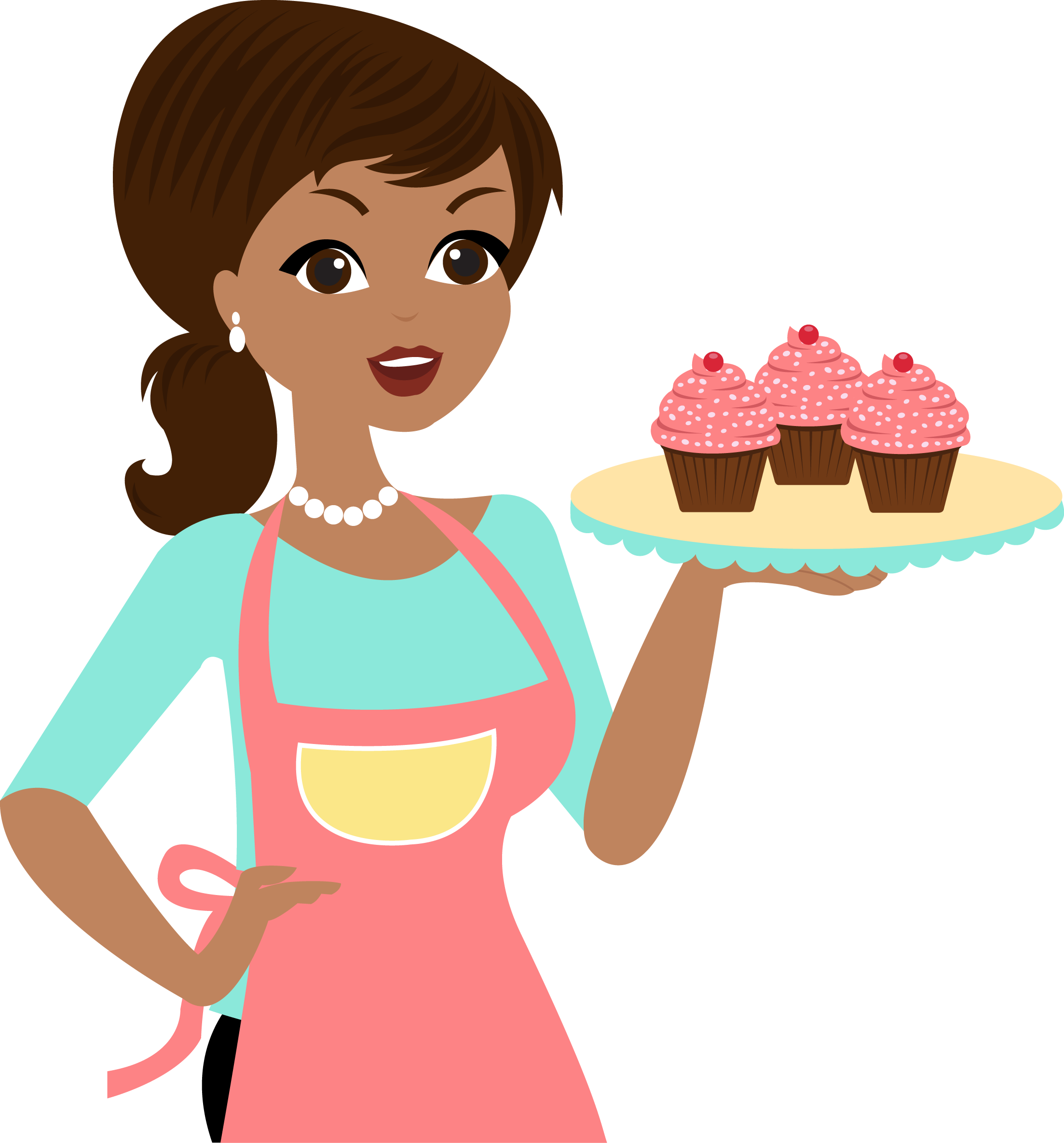 Muffins Clipart Mom Cooking - Chefe De Cozinha Mulher Em Desenho Png (2206x2369)