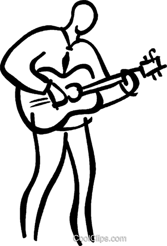 Guitar Player Cliparts - Guitar Player Clipart Black And White (326x480)