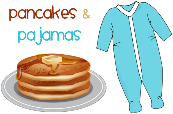 Clip Art Black And White Download Pancakes And Family - Pajama And Pancake Day (640x419)