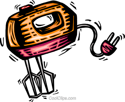 Mixers, Blenders, Food Processors Royalty Free Vector - Handmixer Clipart (480x391)