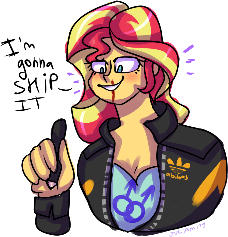 Juliamity, Blood, Equestria Girls, Female, Grin, Implied - Sunset Shimmer (1014x1024)