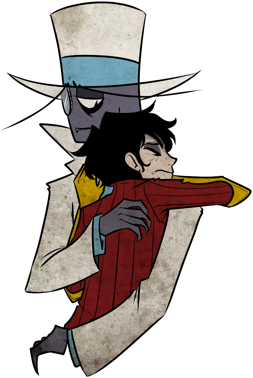 Hat Bois And Their Bagless Humans - White Hat And Dr Slug (857x1271)