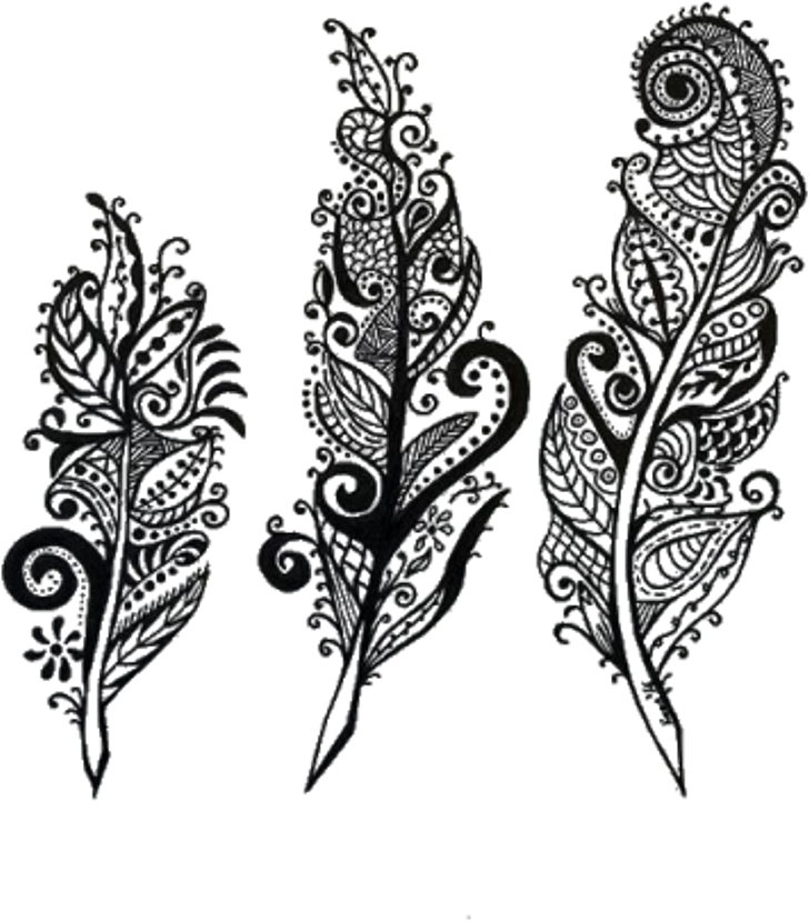 Boho Bohemian Design Feather Feathers Freetoedit - Mandala Drawing Feather (1024x1024)