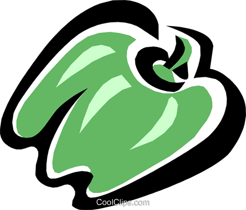 Green Pepper Royalty Free Vector Clip Art Illustration - Illustration (480x410)