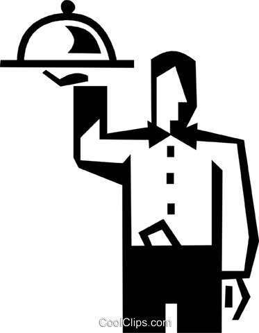 Waiter With A Serving Tray Royalty Free Vector Clip - Propaganda De Garçom (373x480)