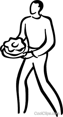 Waiter Royalty Free Vector Clip Art Illustration - Line Art (262x480)