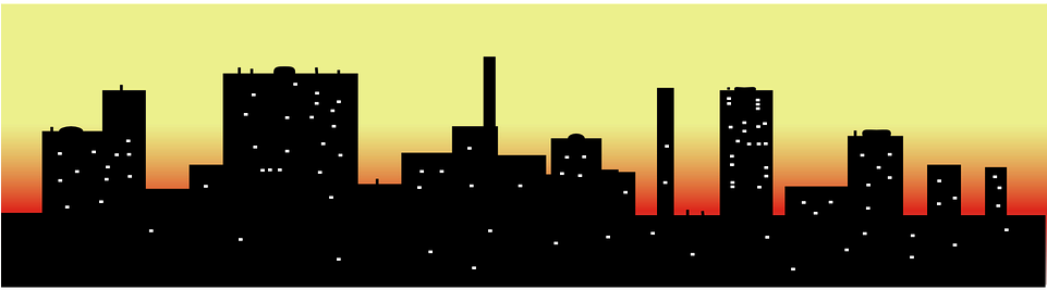 Cityscape Clipart Night Time - กราฟฟิก เมือง (960x480)