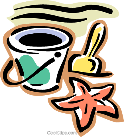 Pail, Shovel, Star Fish Royalty Free Vector Clip Art - Summer Word Search (435x480)