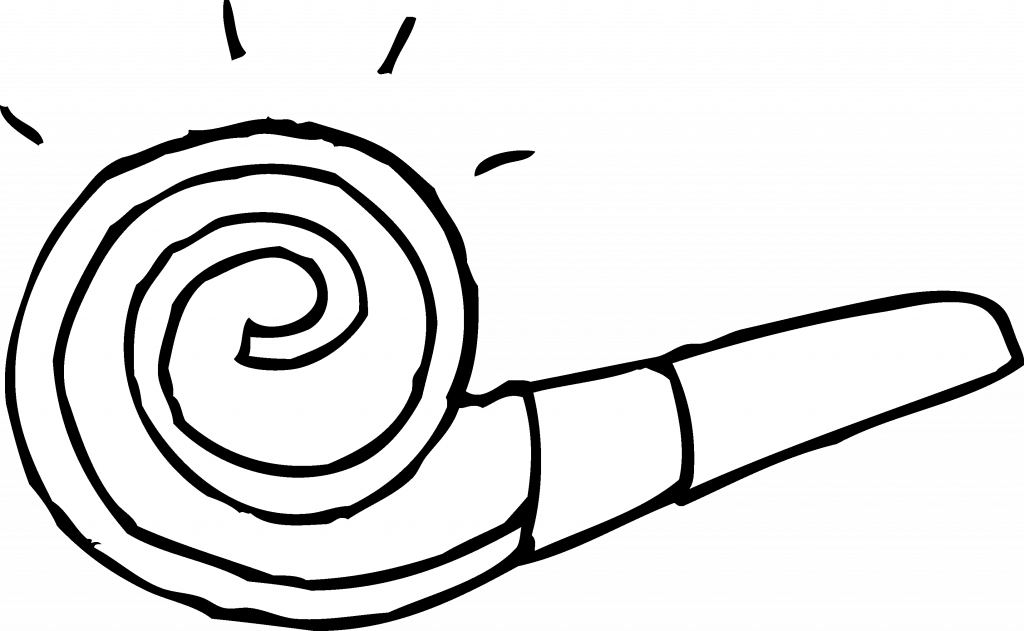 Party Blower Coloring Pages 2 By Riley - Black And White Party Horn (1024x631)