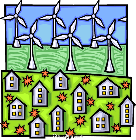 Electricity Generated By Windmills Royalty Free Vector - Natural Resource (466x480)
