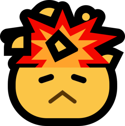 Exploding Head With Creased Frown And With Tired Closed - Exploding Head With Creased Frown And With Tired Closed (398x402)