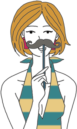 Girl Moustache - Cartoon (450x450)