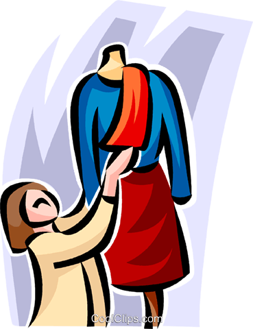 Woman With Mannequin Royalty Free Vector Clip Art Illustration - Cartoon (369x480)