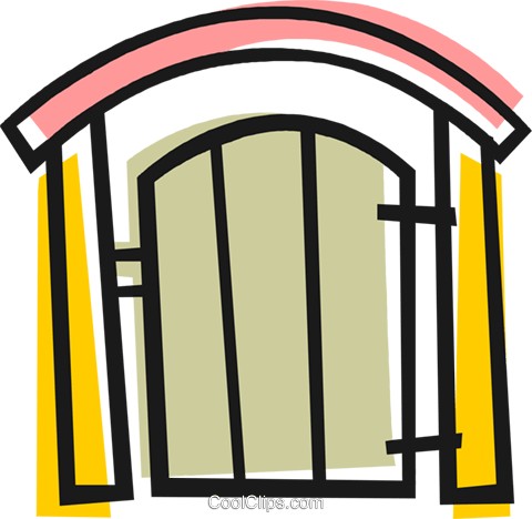 Back Yard Gate Royalty Free Vector Clip Art Illustration - Gate Clip Art (480x468)