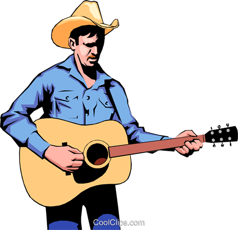Joueur De Guitare Cow Boy Vecteurs De Stock Et Clip - Man Strumming A Guitar (480x462)