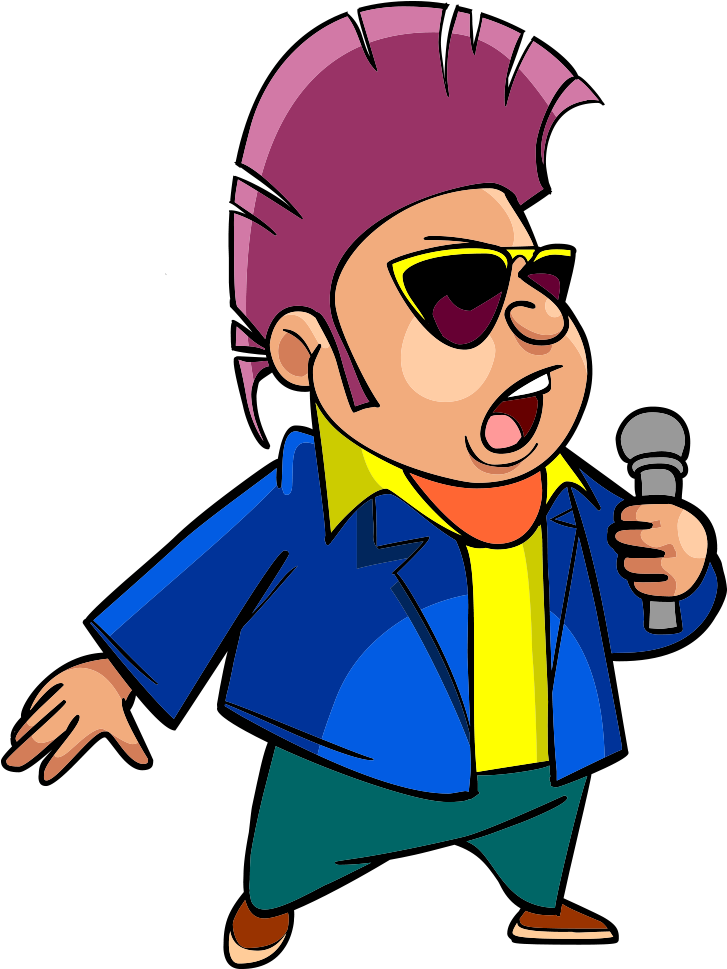Microphone Cartoon Singing Man - Cartoon Character With Microphone (1000x1000)