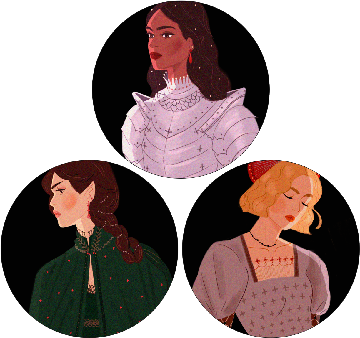 Uhura, T'pring And Chapel // Medieval Period - Drawing (1280x1191)