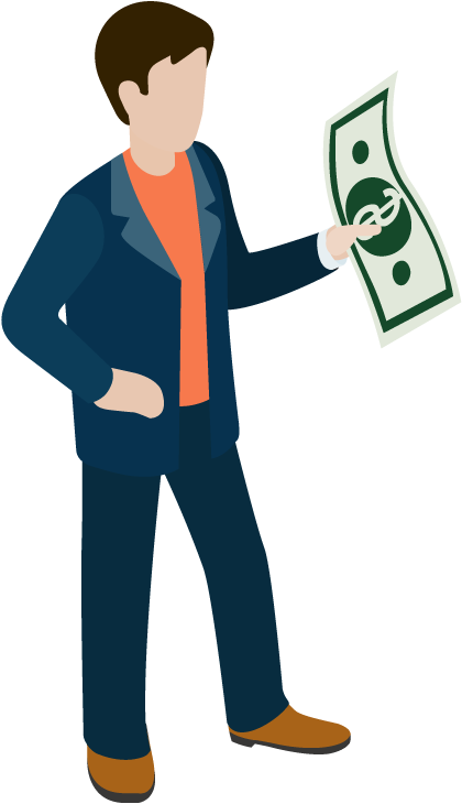 Cartoon Businessman With Money Cash Designshop - Businessman With Money Cartoon Png (420x730)