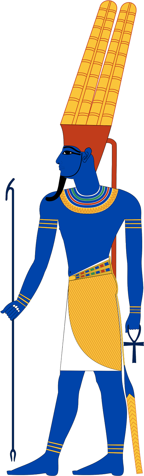 Originally, Amun Was Depicted With Red-brown Skin But - Egyptian God (605x1600)