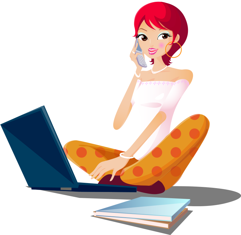 Clipart De Pelirroja Y Portatil - Fashion Girl Vector (812x800)