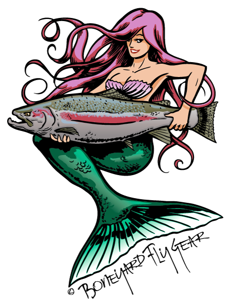 Mermaid Fishing Signs, Fly Fishing, Rainbow Trout, - Mermaid Fishing Stickers (450x596)