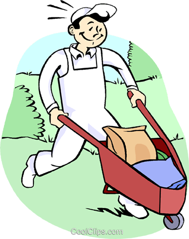 Construction Worker With Wheelbarrow Royalty Free Vector - Construction Worker With Wheelbarrow Royalty Free Vector (380x480)