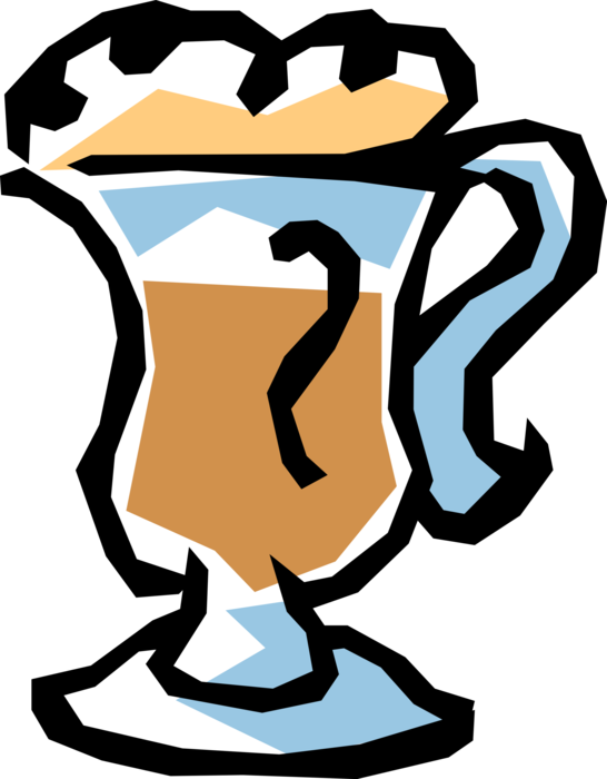 Vector Illustration Of Cappuccino Coffee Hot Beverage - Cappuccino Clip Art (546x700)