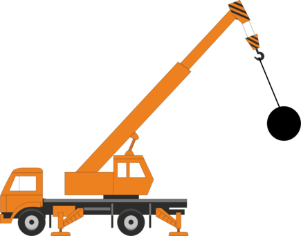 Wrecking Ball Computer Icons Crane Heavy Machinery - Crane With A Wrecking Ball (435x340)