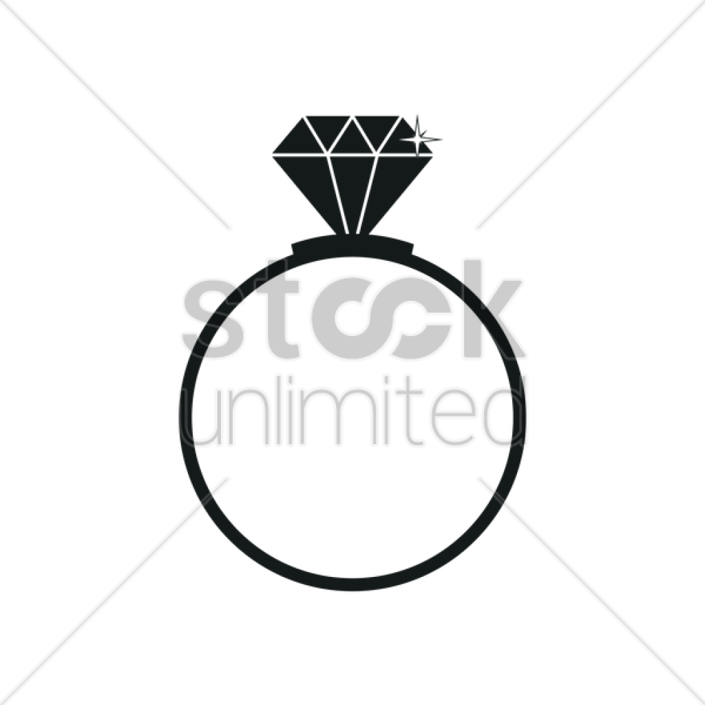 Diamond Ring Silhouette Vector Image - Vector Graphics (1024x1024)