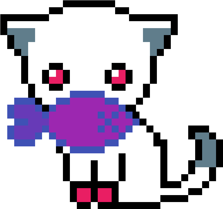 Kitty Eats Fish - Cute Cat Pixel Art (1200x1200)