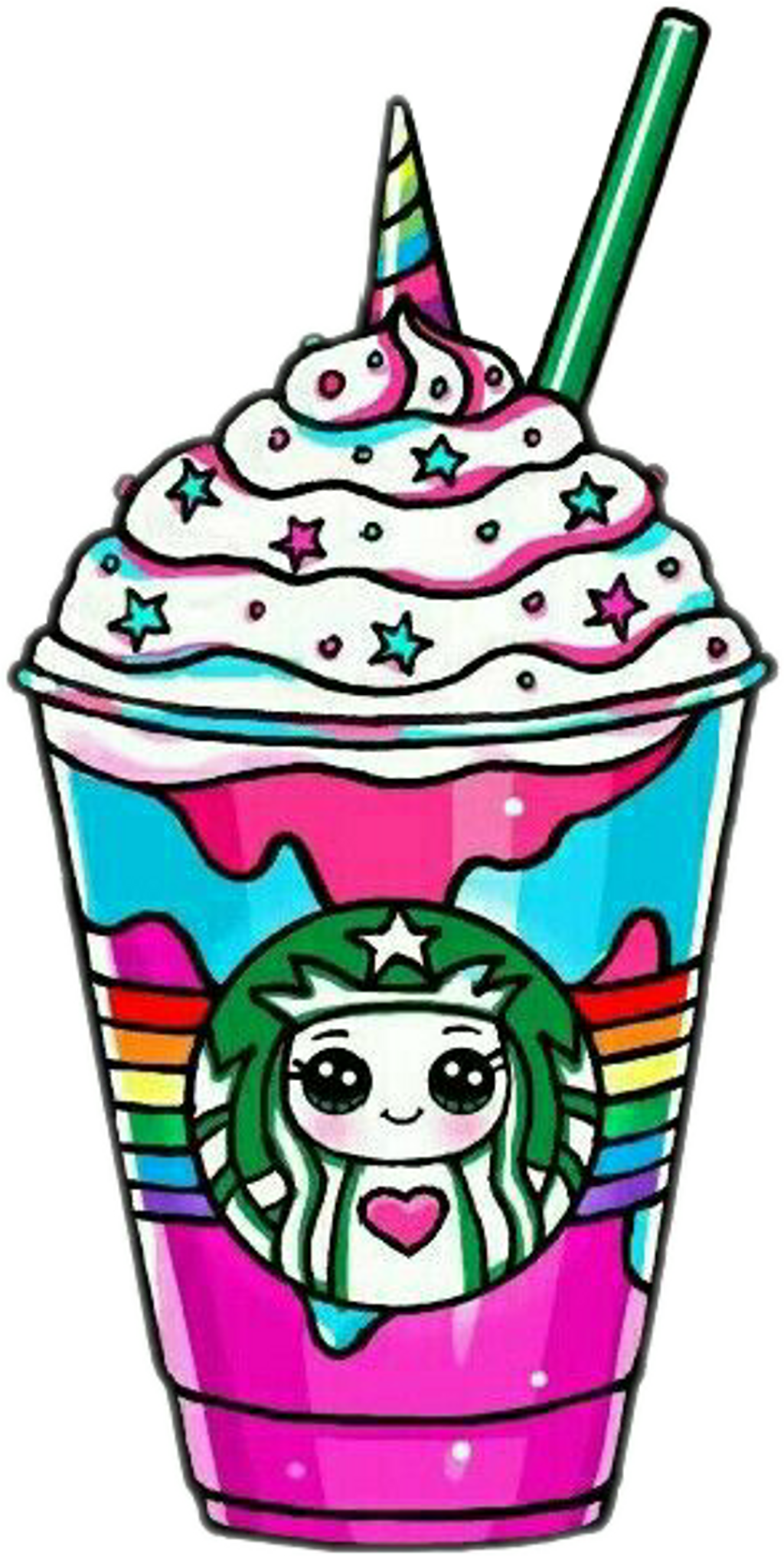 Starbucks Unicornstarbucks Unicorn Rainbow Drawsocute - Cute Kawaii Starbucks Unicorn (1024x2031)