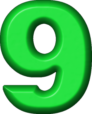 Green Refrigerator Magnet 9 Letters And Numbers, Math - Number 9 In Green (323x400)