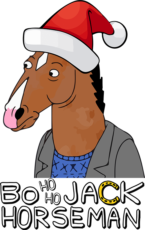 Bojack Horseman Funny Christmas Womens T-shirt - Bojack Horseman Christmas Hat (500x791)