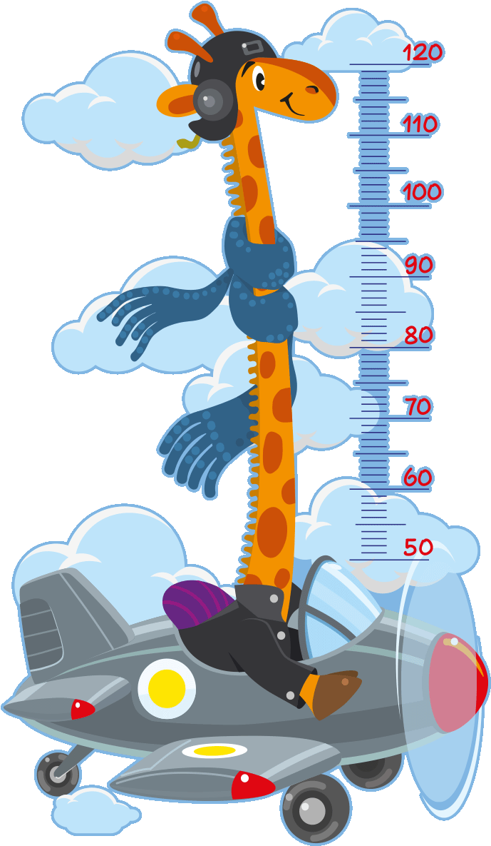 Sticker Toise Girafe Pilote D Avion Ambiance Sticker - Giraffe In Plane (1200x1200)