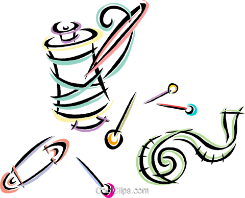 Assorted Pins And Thread Royalty Free Vector Clip Art - Sewing Needle (480x388)