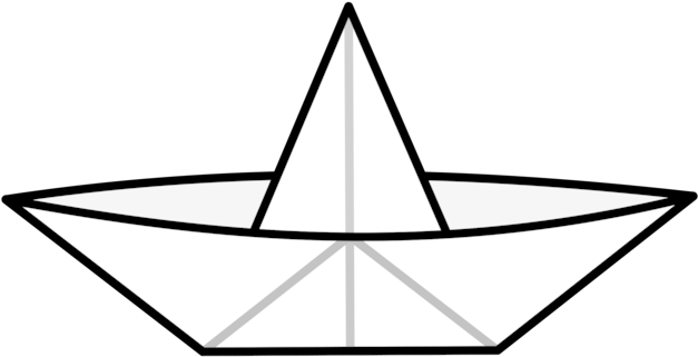 Origami Paper Sailboat Ship - Drawing Of Paper Boat (668x340)