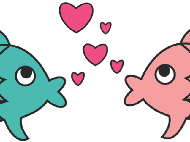 Hearts Clipart Fish Hook - Cartoon Fish In Love (640x480)