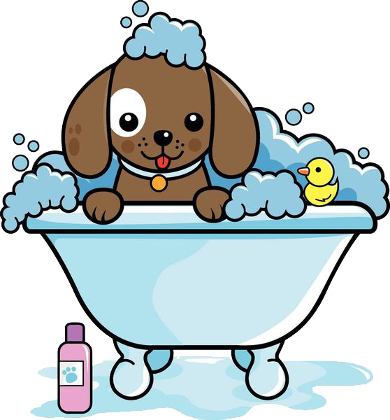 Dog Grooming Cat Clip Art - Dog Taking A Bath Clipart (558x600)