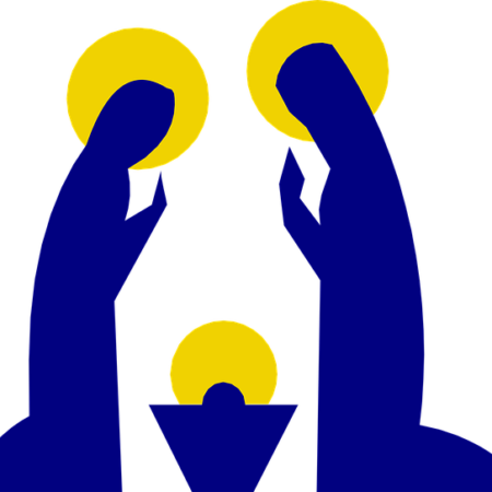 Christmas Eve Services - Mary And Jesus Clipart (450x450)