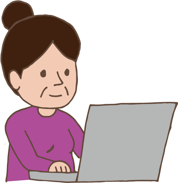 Old Lady Using Laptop - Illustration (595x842)