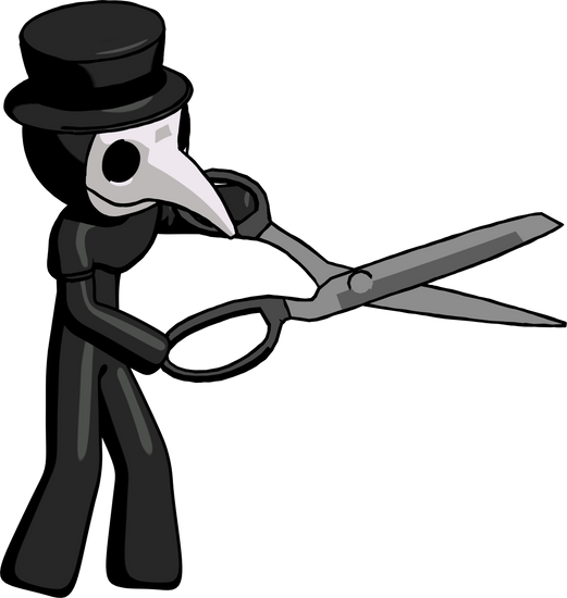 Man With Giant Scissors - Cutting Guy Holding A Scissor (521x550)