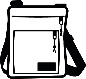 Backpack Clipart Black And White Png - Sling Bag Clipart Black And White (365x335)