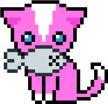 Kawaii Kitty - Pixel Art Cute Cat (600x600)