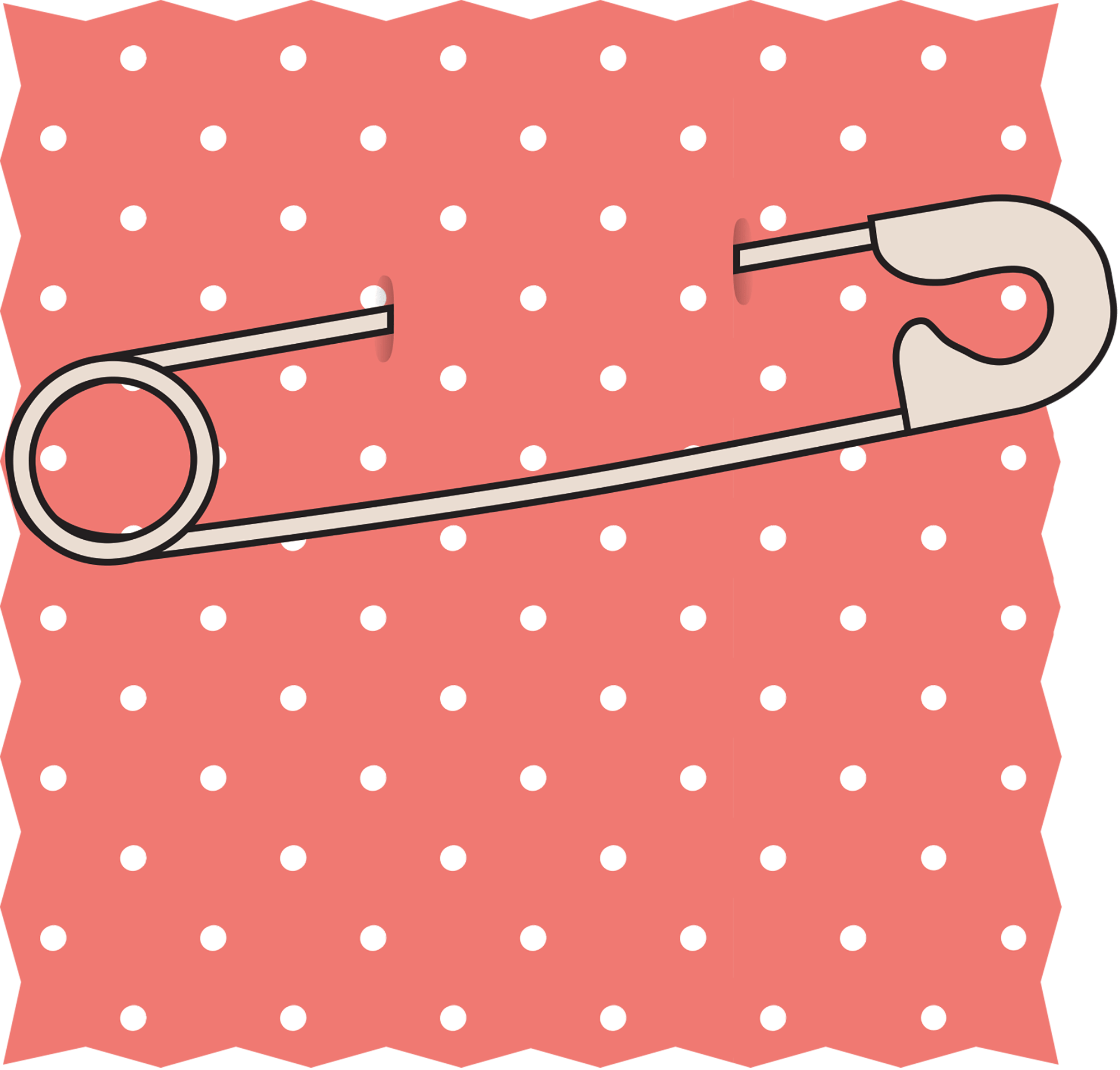 Dotted Material With Safety Pin - Sewing Needle (2000x1911)