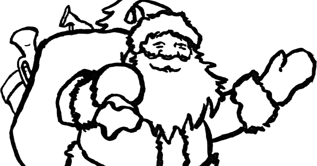 Santa Claus Black And White (1105x580)