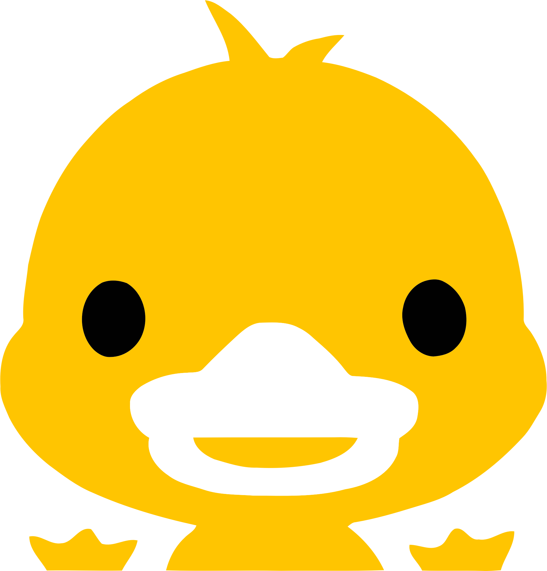 Duckling Clipart Yellow Thing - Cute Cartoon Duck Head (1860x1941)